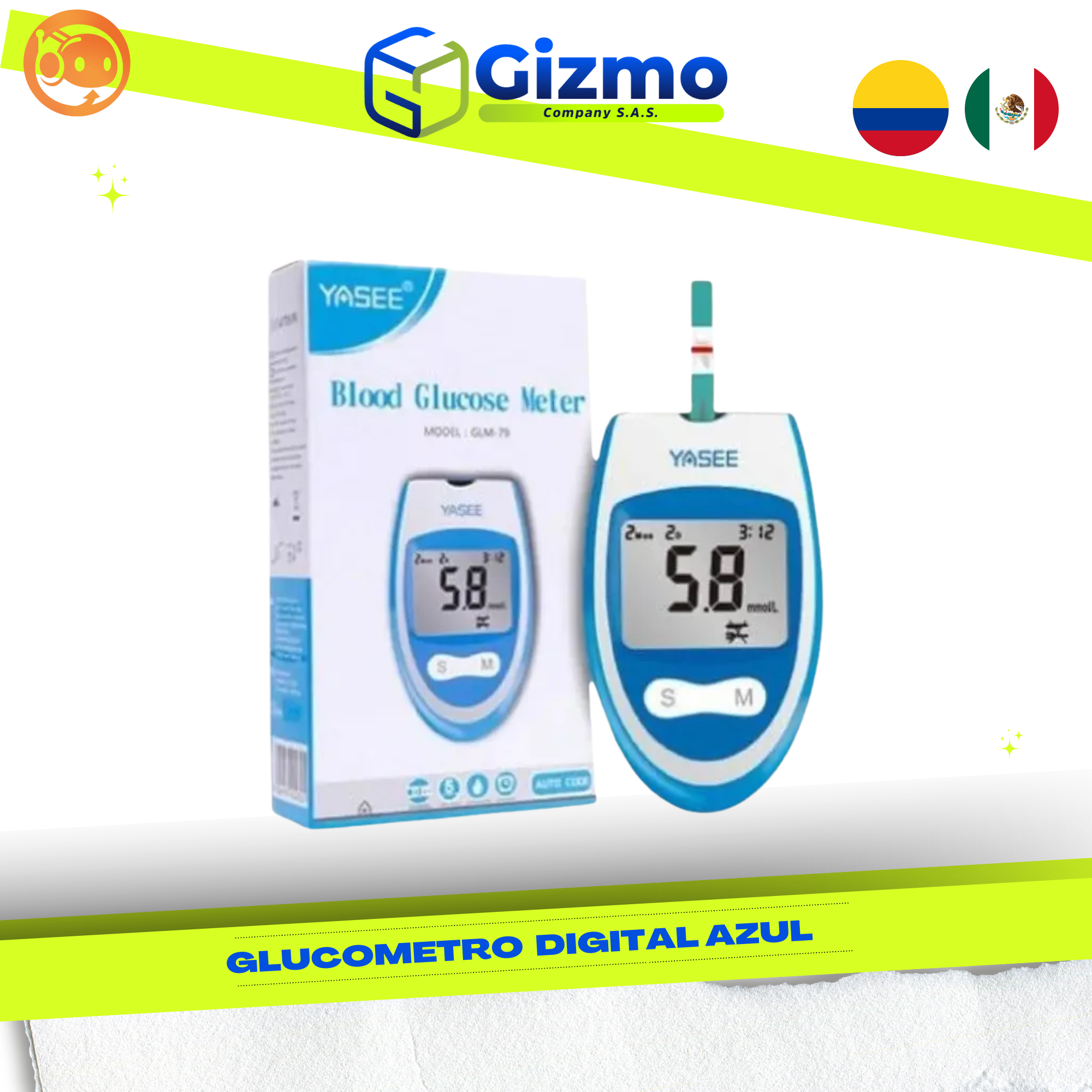 Glucómetro digital azul